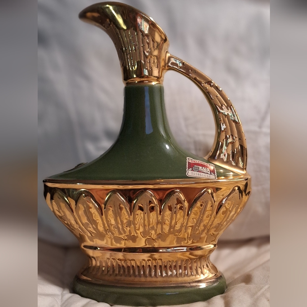 Vintage 1967 James Beam Decanter Green Collector's Ceramic